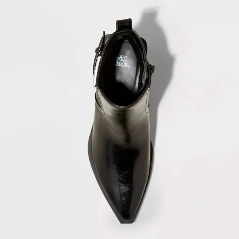 NWT Wild Fable Women's Giovanna Buckle Western black Ankle‎ Boots